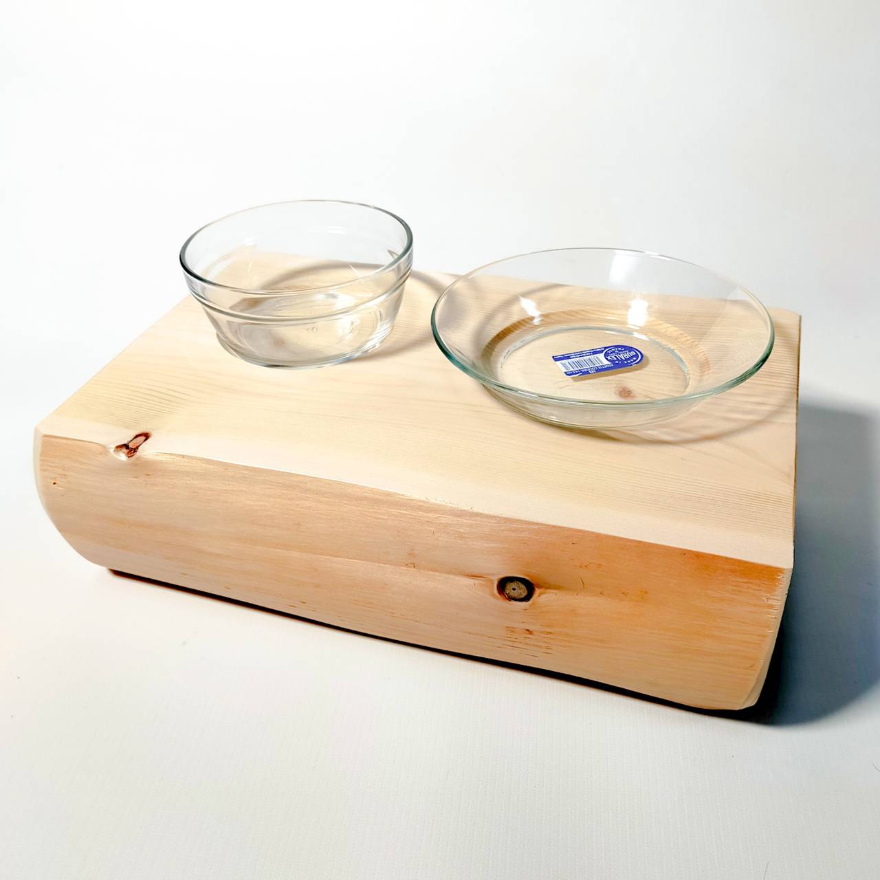 ラスト1 丸太のみの販売 アウトレット 高野槙ログボウルダブル ごはんとお水 ごはん台 餌台 水入れ 猫 小型犬 ペット用 1個販売 ペットテーブル