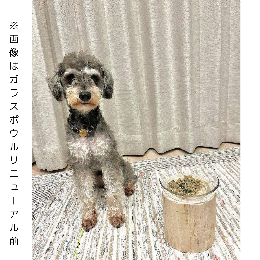 (M)高さ14cm ヒノキログボウル ごはん台 水入れ フードボウル 餌台 エサ入れ