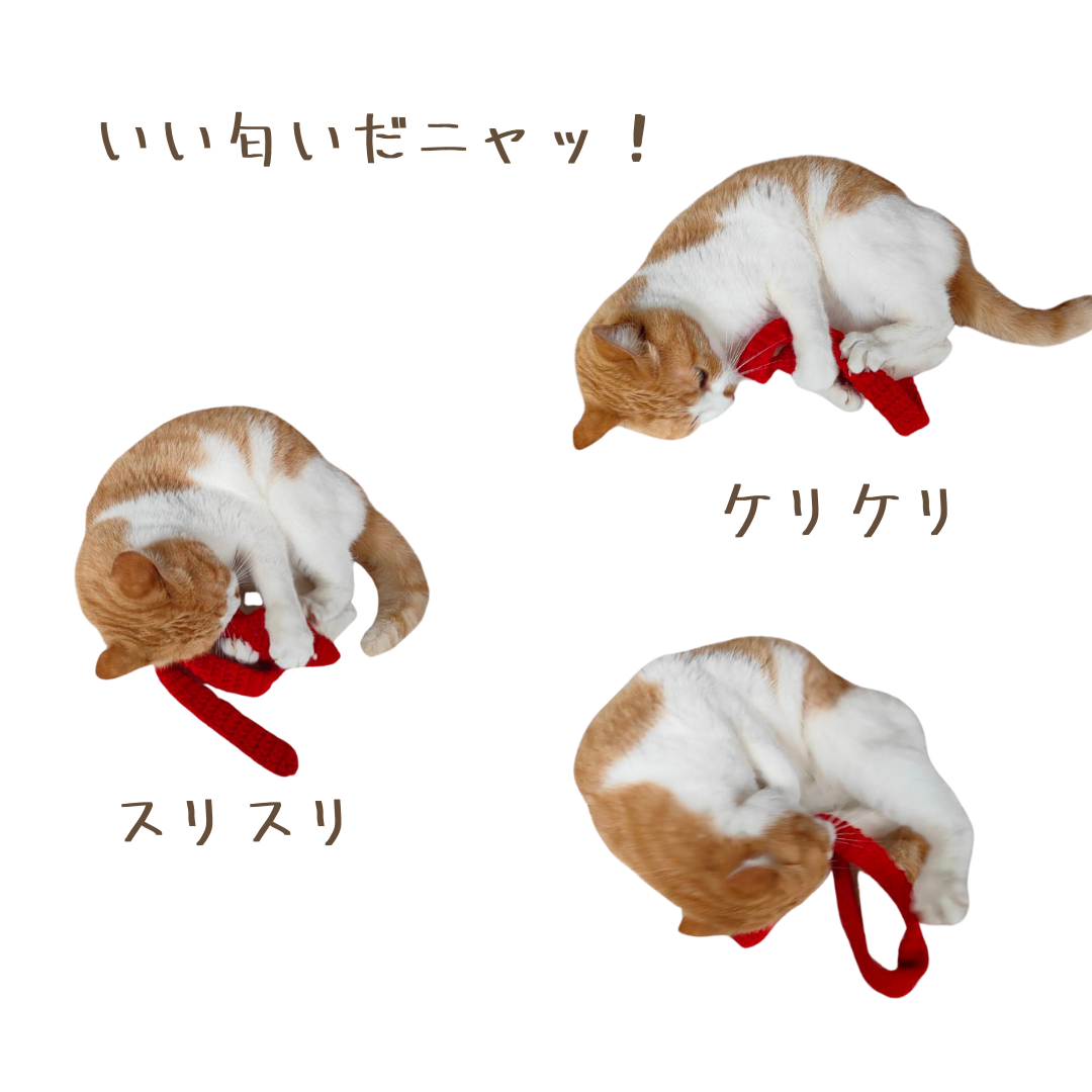 巳年 へび 蛇 紅白 猫のおもちゃ マタタビの実入り ニューイヤーフォト ウール100%の毛糸 1個販売