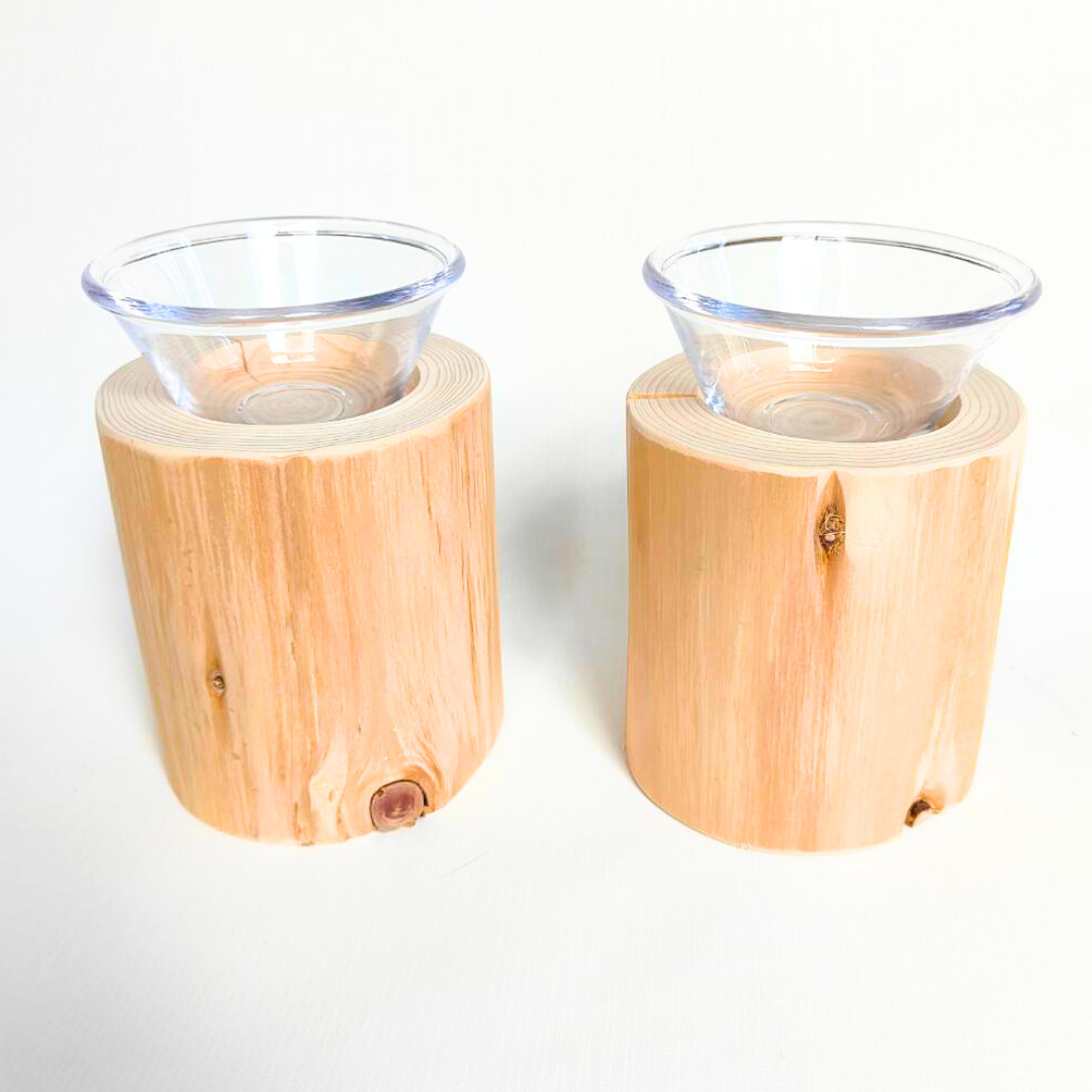 高さ14cm(S)ヒノキログボウル ごはん台 水入れ フードボウル 餌台 エサ入れ 1個販売