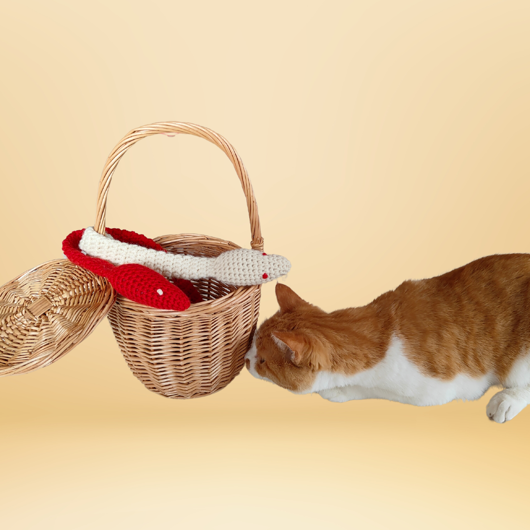 巳年 へび 蛇 紅白 猫のおもちゃ マタタビの実入り ニューイヤーフォト ウール100%の毛糸 1個販売