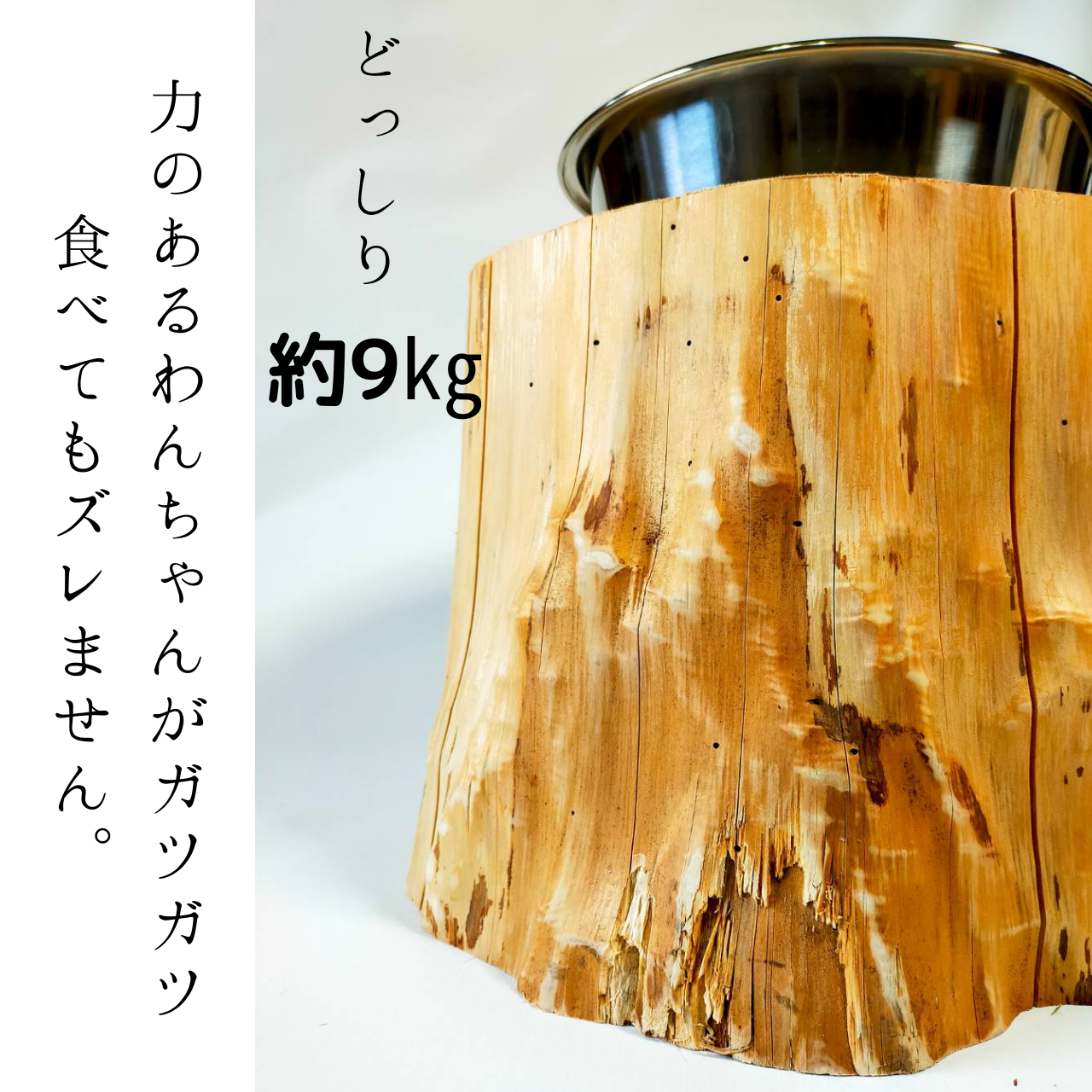 存在感あり一点もの 中~大型犬用 高さ25cm -杉の丸太のLog Bowl- 水飲み台 ごはん台 餌台