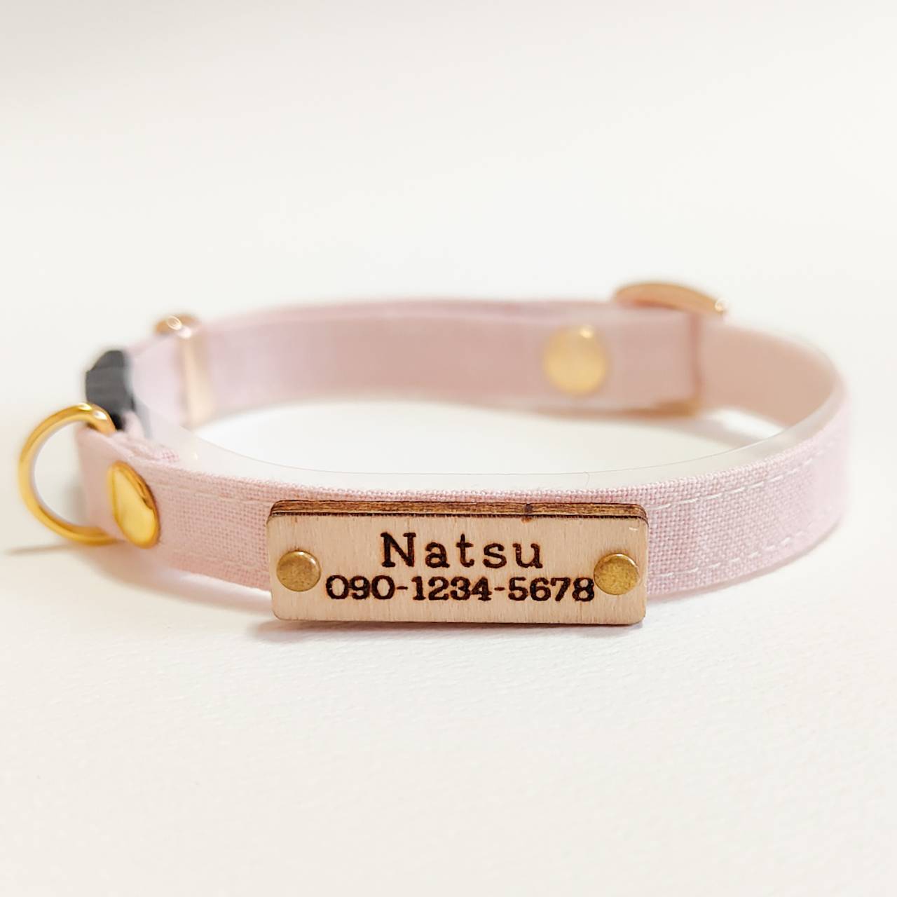 【迷子札付】リニューアル シンプルコットン 猫 首輪 小型犬 セーフティバックル