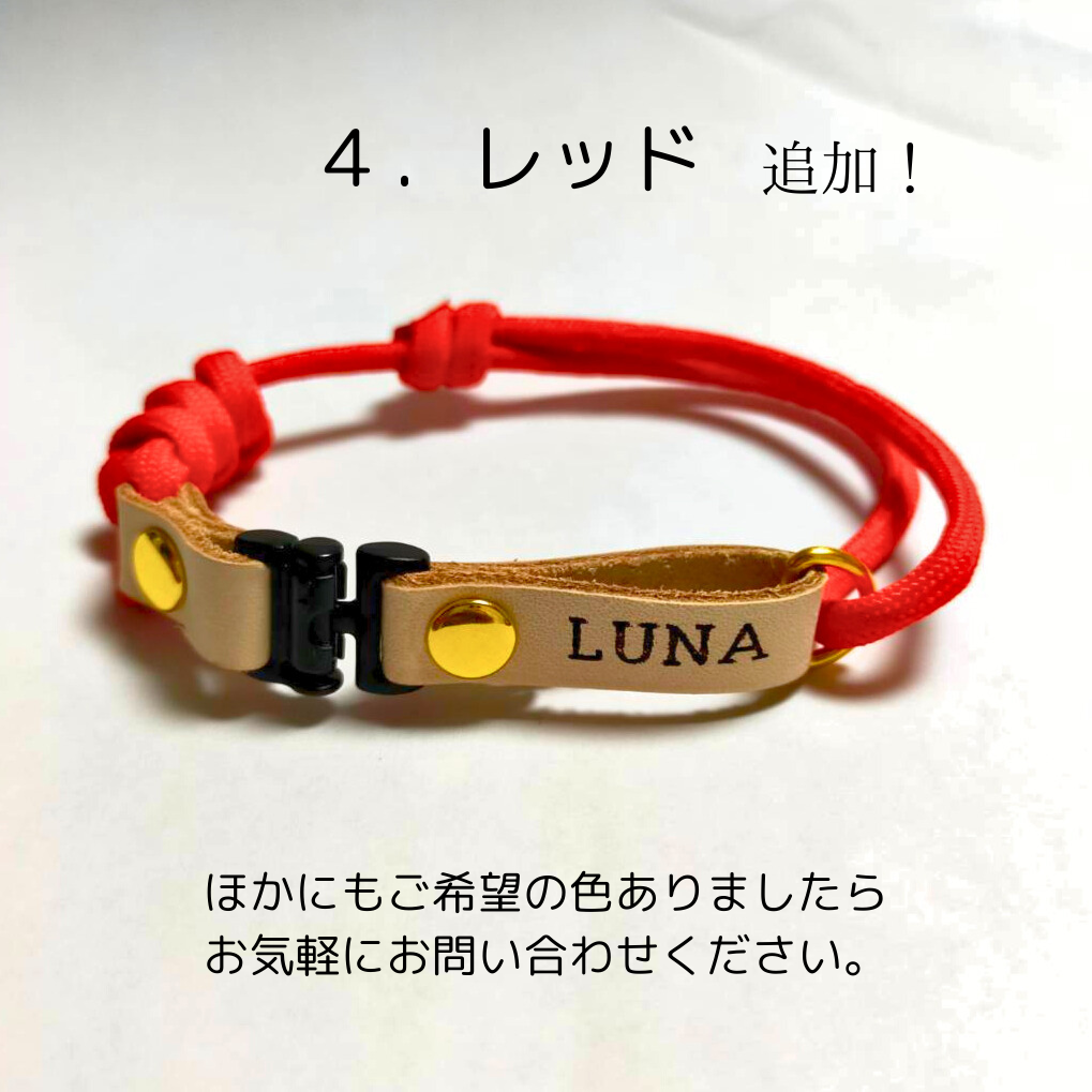 迷子札付き 本革×パラコードの首輪 猫の首輪 犬 首輪 チョーカー