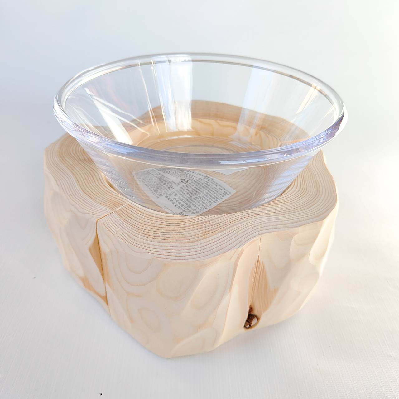 アウトレット 安定感UP! ガラスボウル大きめ -アート高野槙の丸太のLog Bowl- 水飲み台 ごはん台 餌台