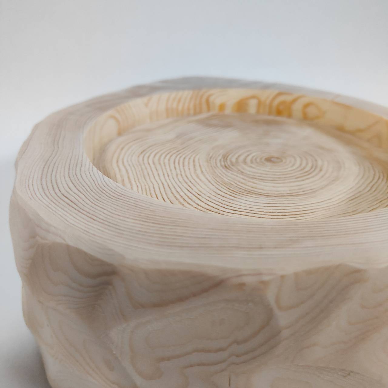 安定感UP! ガラスボウル大きめ -アート高野槙の丸太のLog Bowl- 水飲み台 ごはん台 餌台
