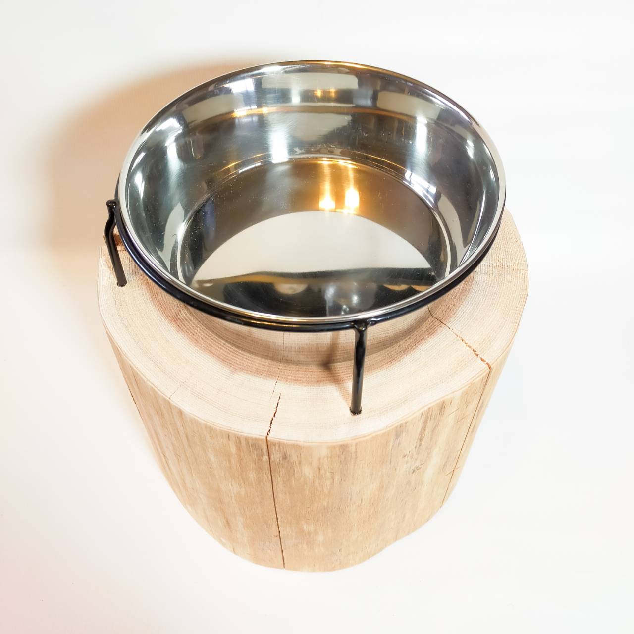 ③一点もの 大型犬用 高さ27cm -杉の丸太のLog Bowl- 水飲み台 ごはん台 餌台