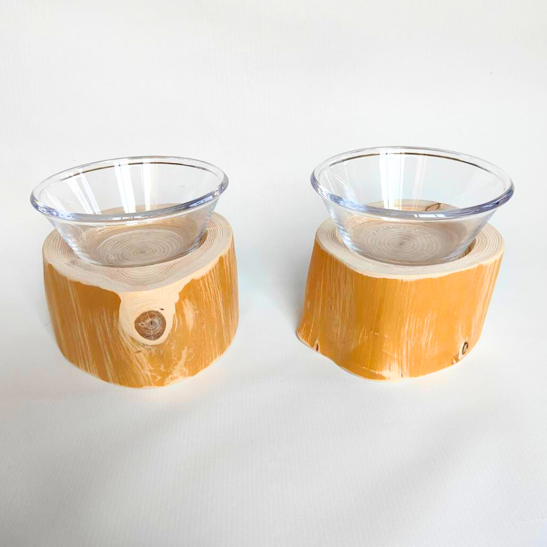 (M)フレッシュ高野槙のログボウル ごはん台 フードボウル 餌台 エサ入れ 1個販売