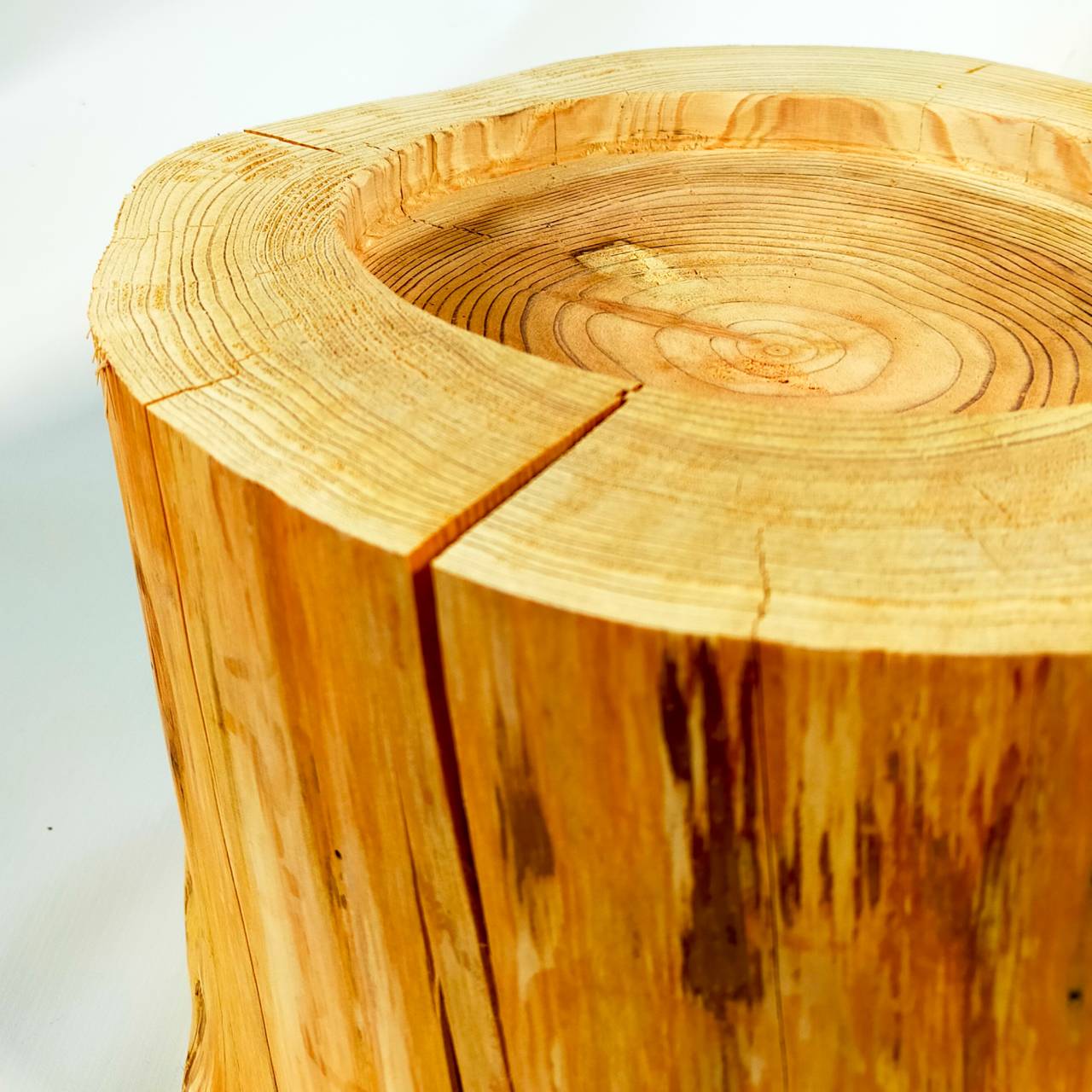 存在感あり一点もの 中~大型犬用 高さ25cm -杉の丸太のLog Bowl- 水飲み台 ごはん台 餌台