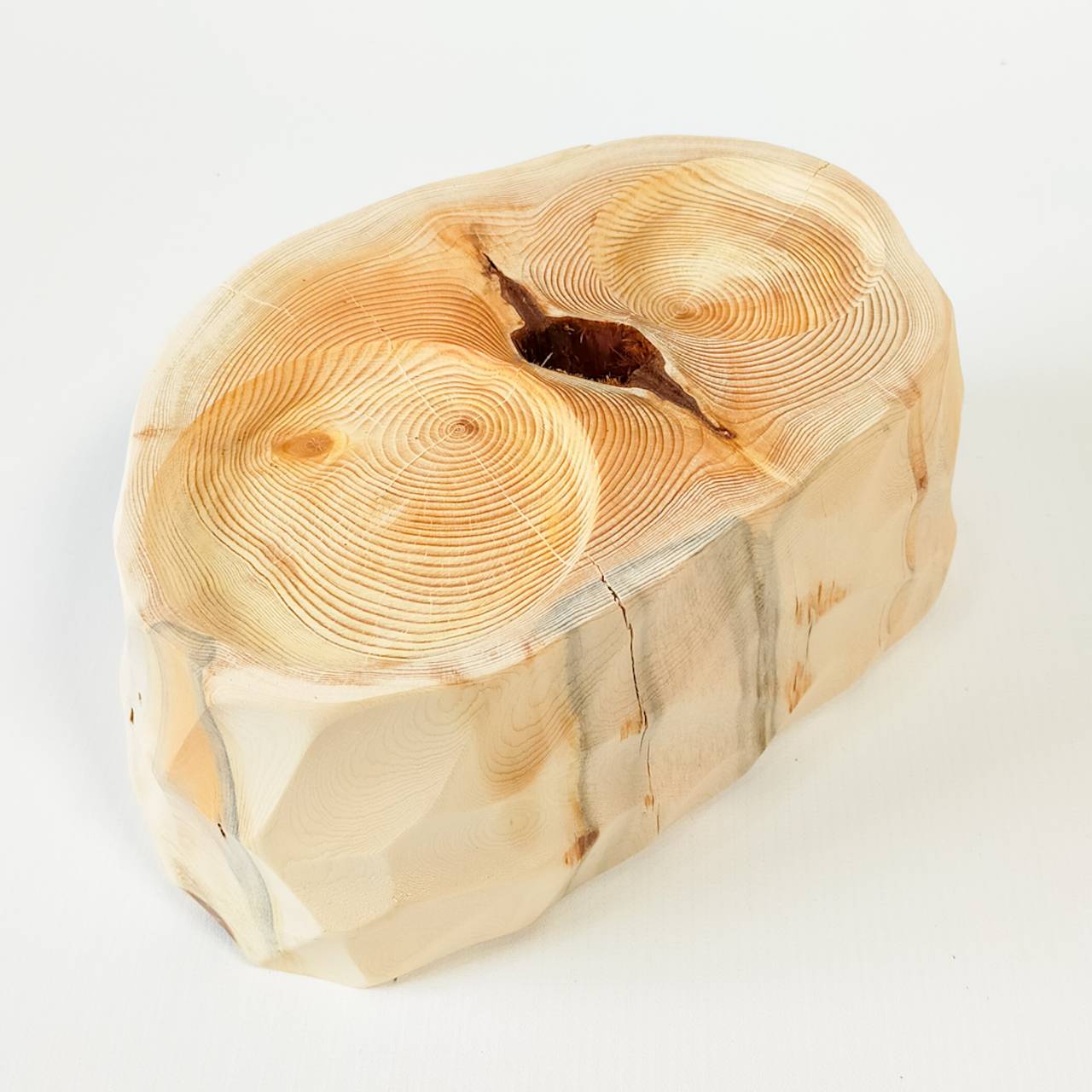 一点もの おやつカップ付 -アート高野槙の丸太のLog Bowl- 水飲み台 ごはん台 餌台