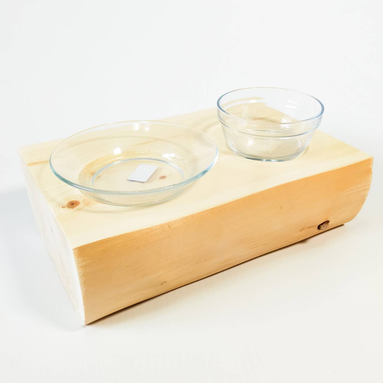 ラスト1 丸太のみの販売 アウトレット 高野槙ログボウルダブル ごはんとお水 ごはん台 餌台 水入れ 猫 小型犬 ペット用 1個販売 ペットテーブル