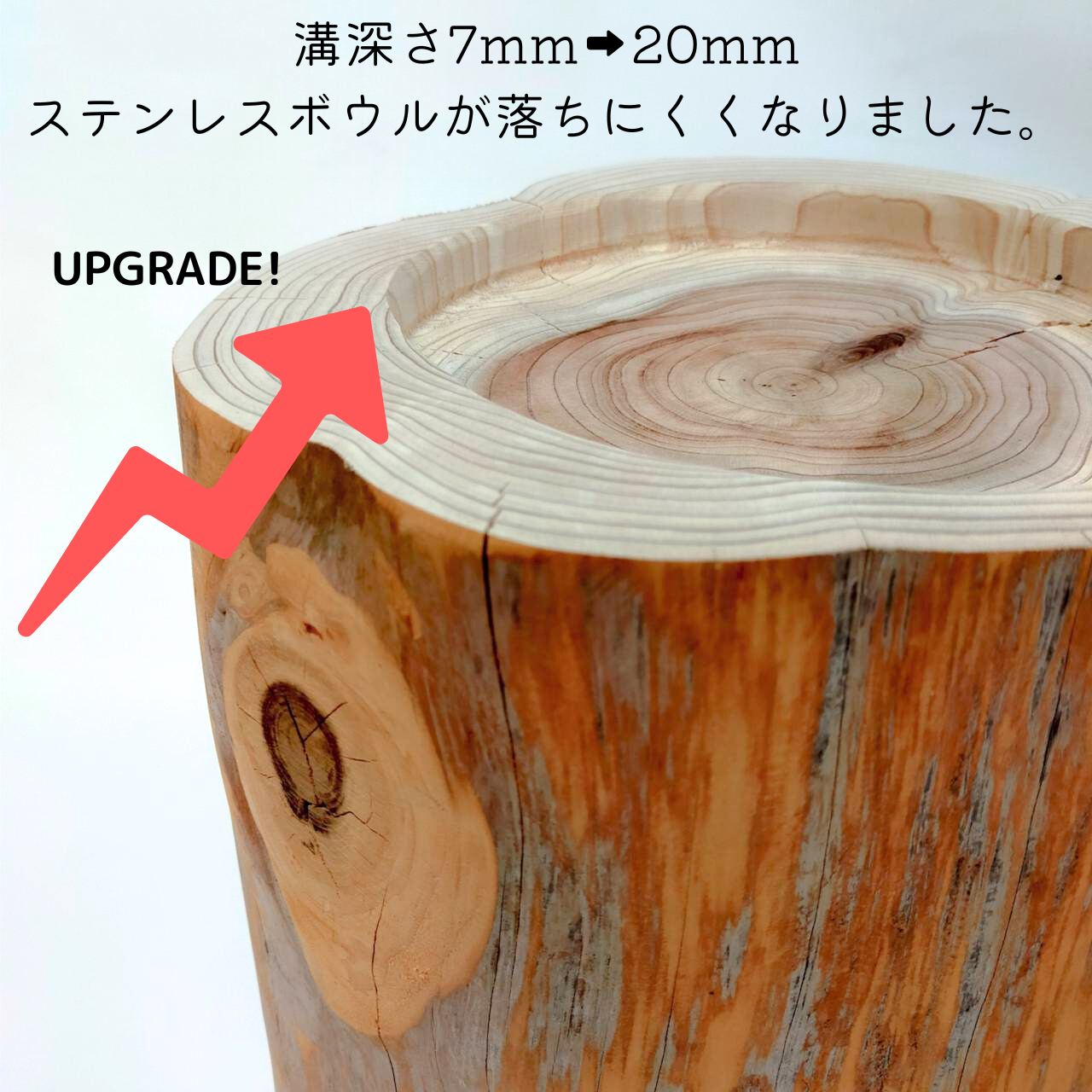 一点もの 中~大型犬用 高さ約30cm -杉の丸太のLog Bowl- 水飲み台 ごはん台 餌台