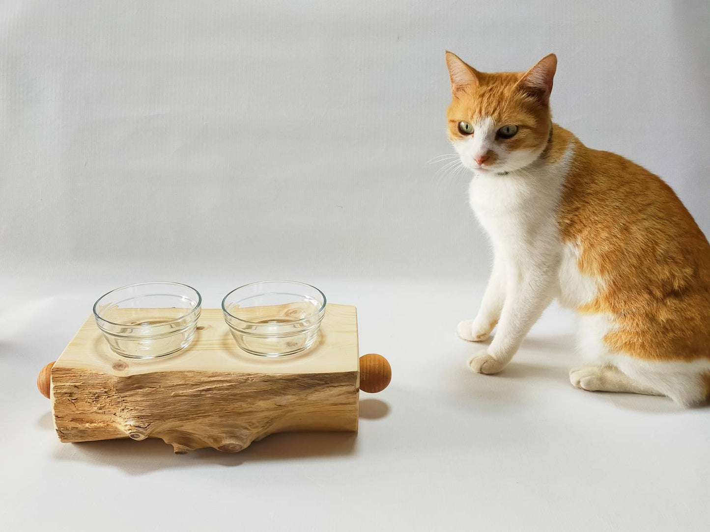 高野槙のログボウルダブル ごはん台 餌台 水入れ 猫 小型犬 ペット用 1個販売 ペットテーブル