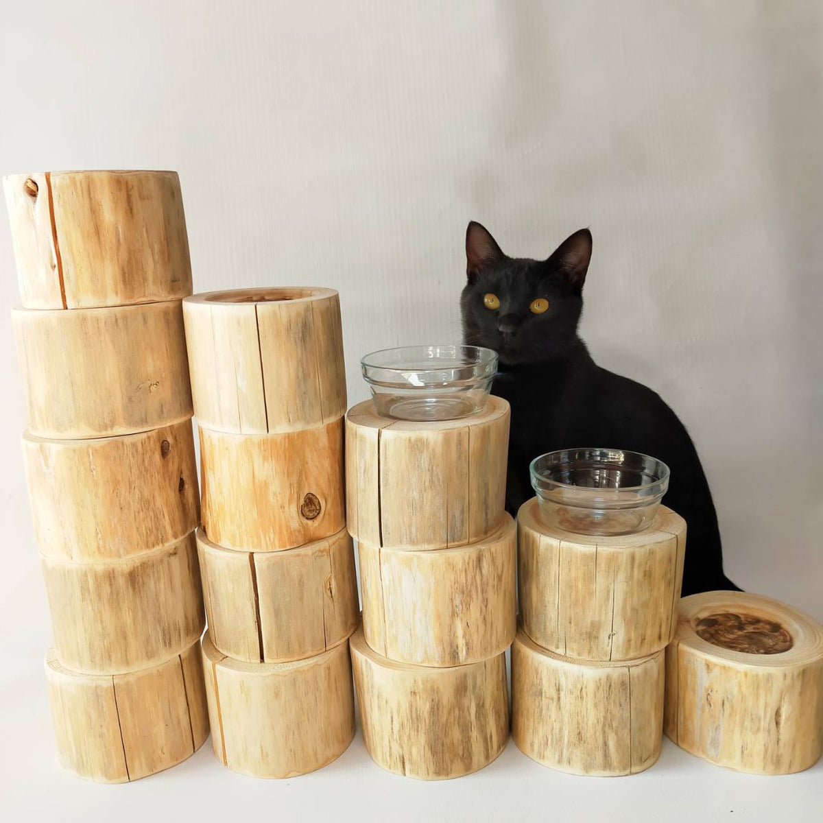 ヒノキペットテーブル ごはん台 水入れ フードボウル 餌台 エサ入れ 1個