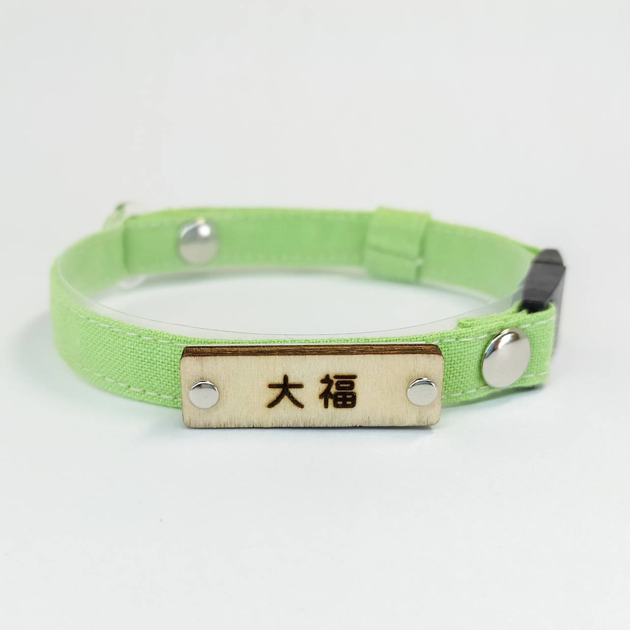 <6色>シンプルコットン 猫 首輪 小型犬 迷子札付 セーフティバックル