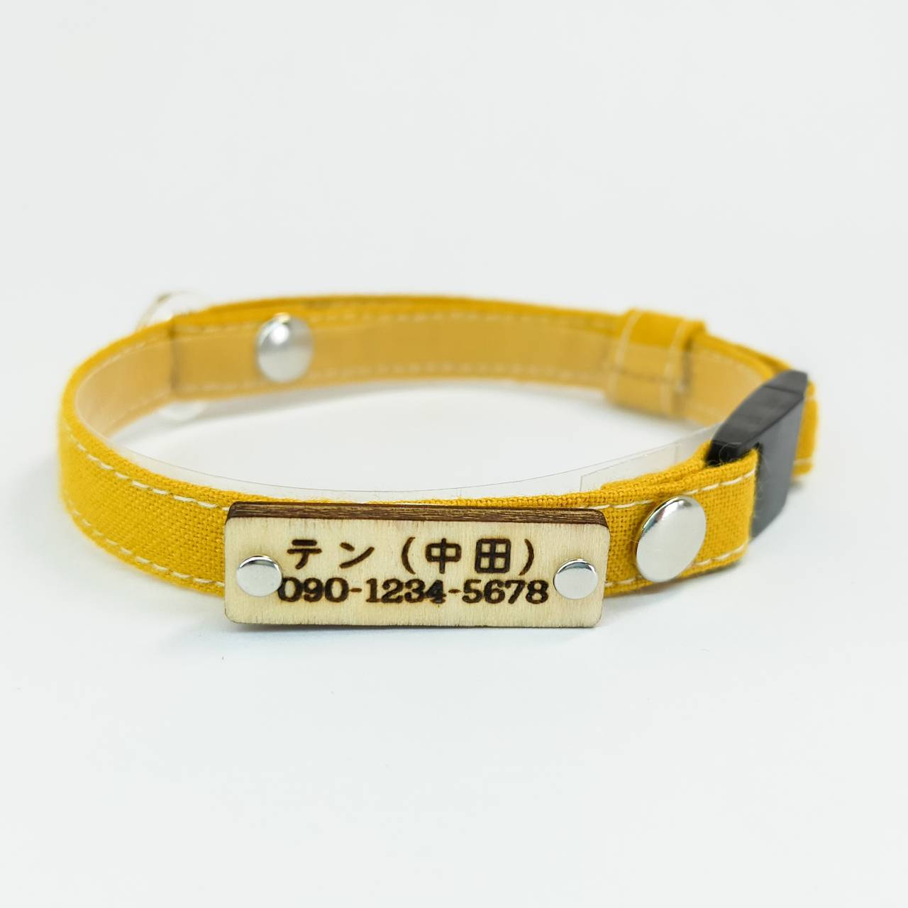 <6色>シンプルコットン 猫 首輪 小型犬 迷子札付 セーフティバックル