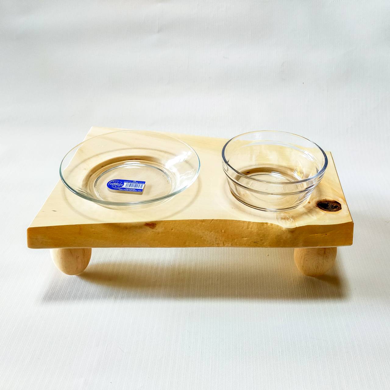 一点もの ごはんとお水 栃の木(とちのき)無垢材のログボウル 水入れ フードボウル 餌台 エサ入れ