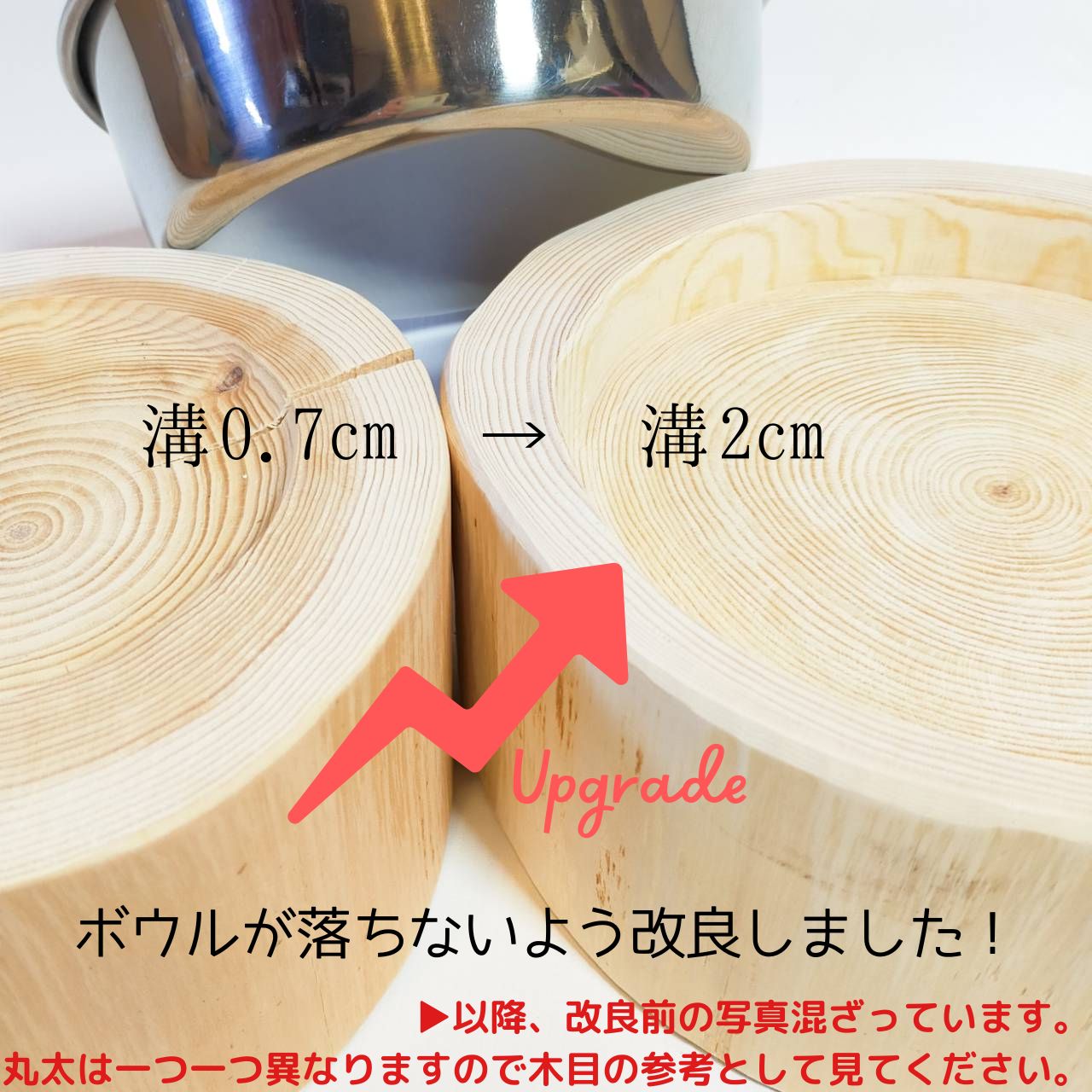 <改良> ステンレスボウル 犬用 猫 多頭飼い用 -高野槙の丸太のLog Bowl- 水飲み台 ごはん台 餌台