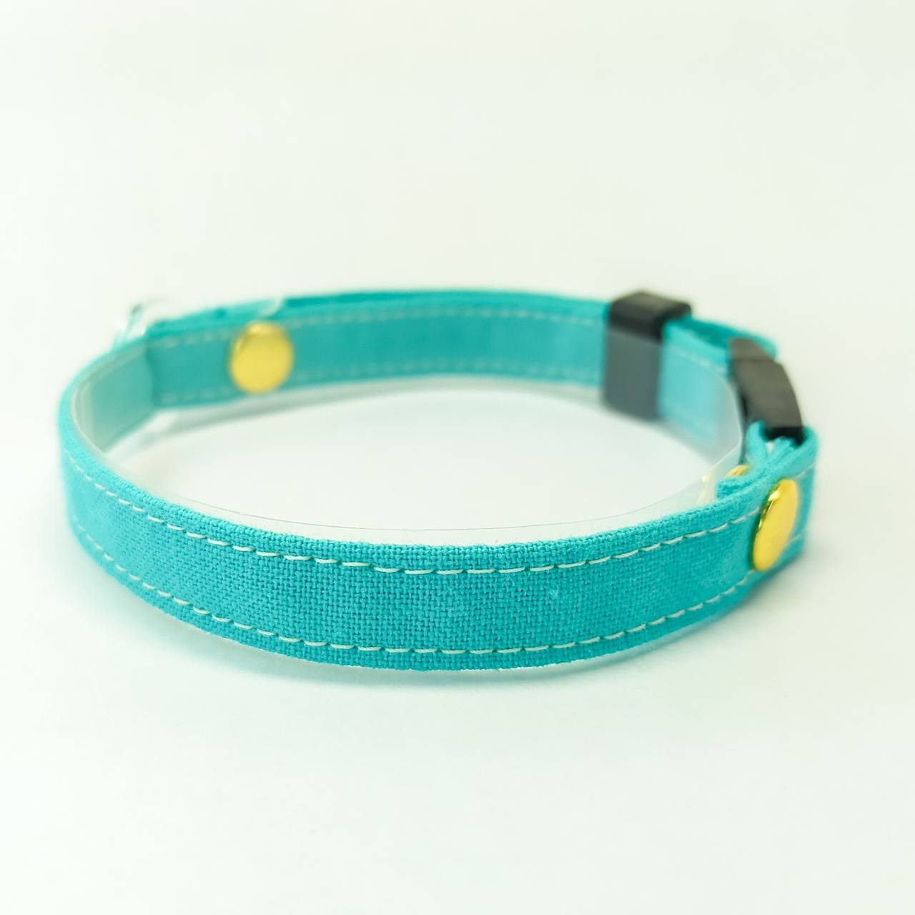 <6色>シンプルコットン 猫 首輪 小型犬 迷子札付 セーフティバックル
