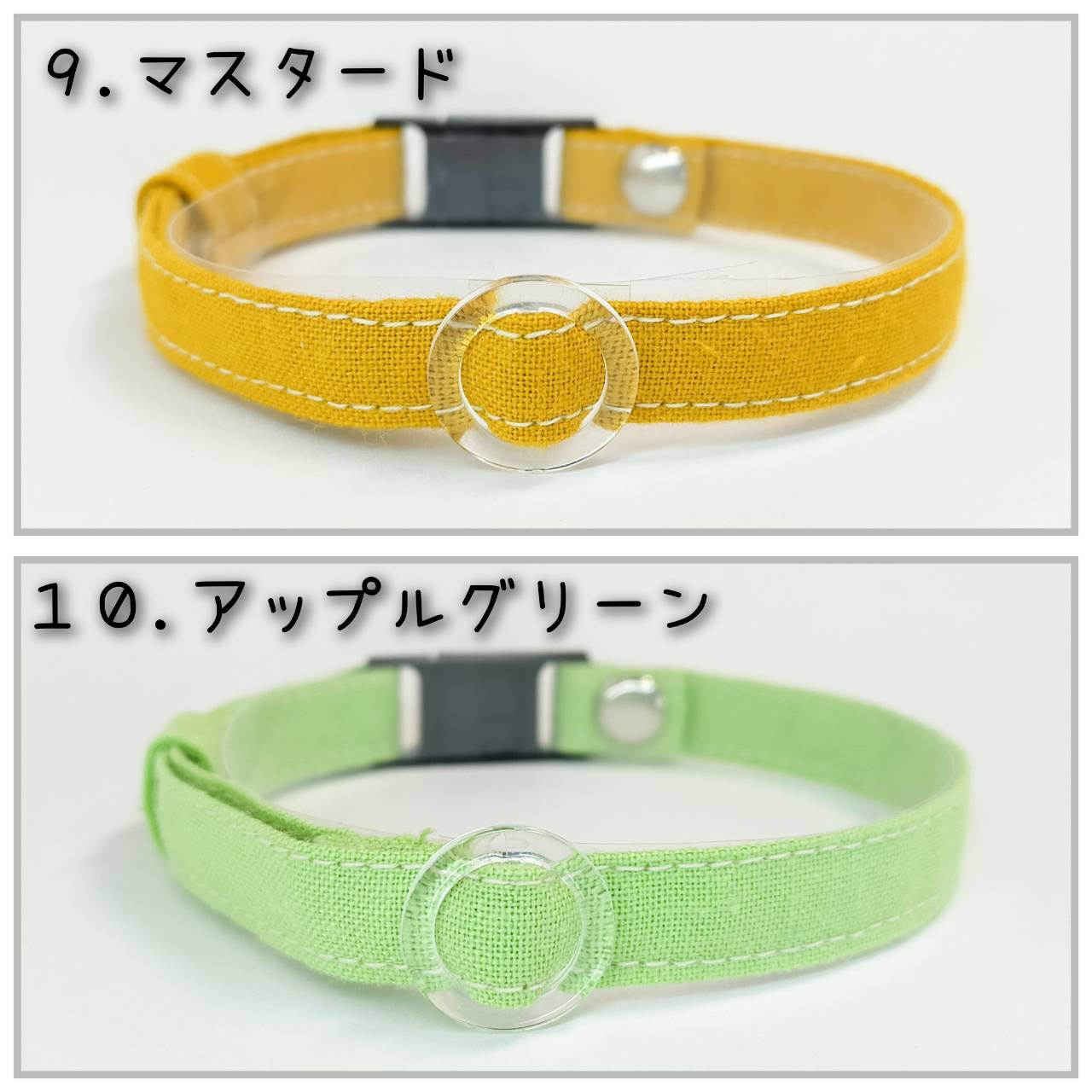 シンプルコットン×リバティうさ耳リボン 猫 首輪 小型犬 セーフティバックル リボン リバティ ※オプション迷子札