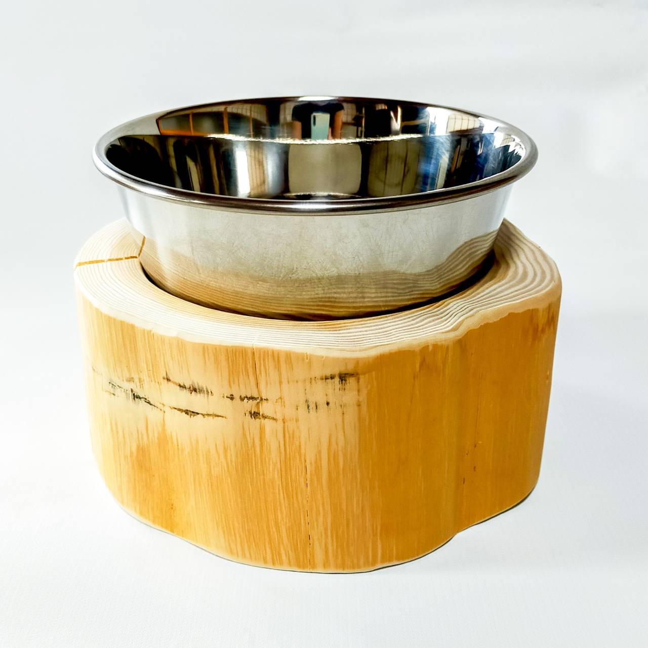 【アウトレット20%OFF】ステンレスボウル 犬用 猫 多頭飼い用 -高野槙の丸太のLog Bowl- 水飲み台 ごはん台 餌台