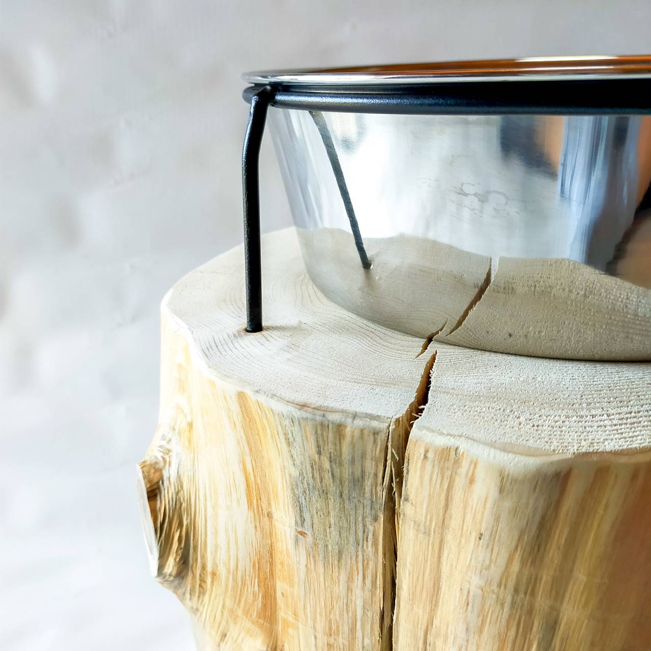 一点もの 大型犬用 高さ27cm -高野槙の丸太のLog Bowl- 水飲み台 ごはん台 餌台
