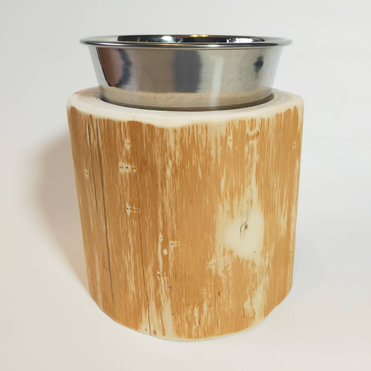 アウトレット20%OFF ステンレスボウル 犬用 高め -高野槙の丸太のLog Bowl- 水飲み台 ごはん台 餌台