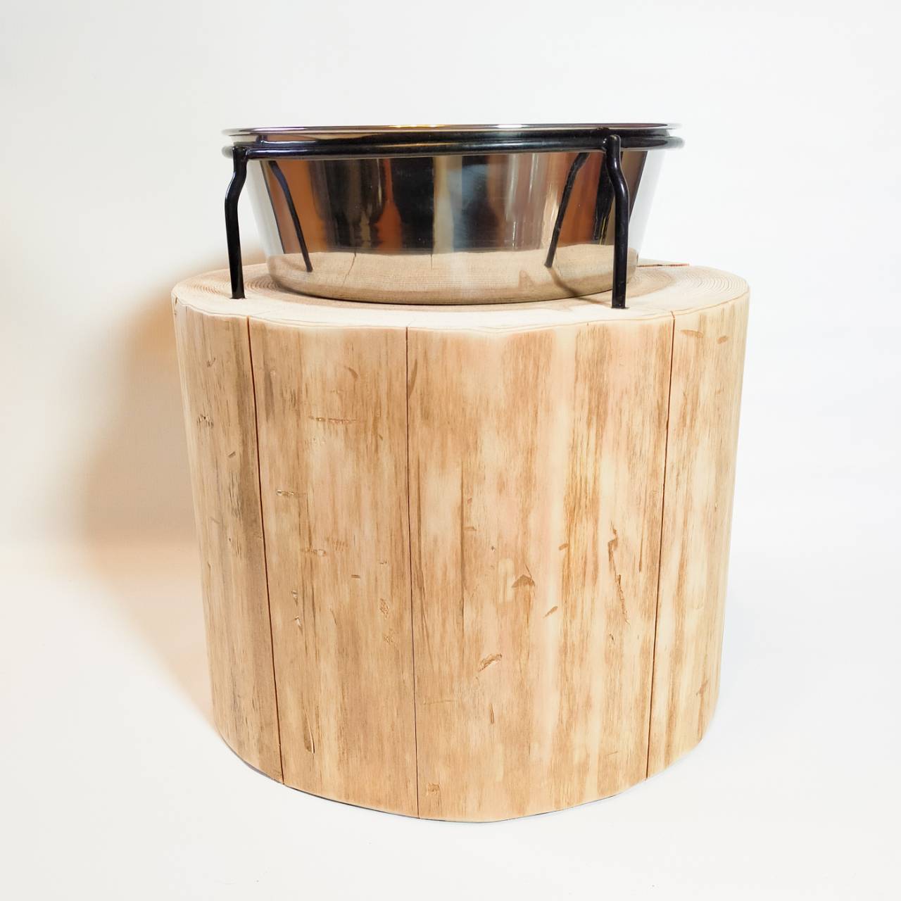 ②一点もの 大型犬用 高さ27cm -杉の丸太のLog Bowl- 水飲み台 ごはん台 餌台