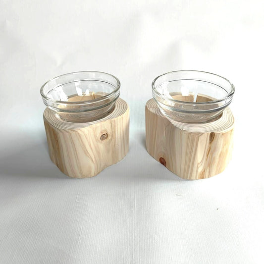 【アウトレット20％OFF】　ヒノキのログボウル　ごはん台　フードボウル　餌台　エサ入れ 1個販売　ランダム配送