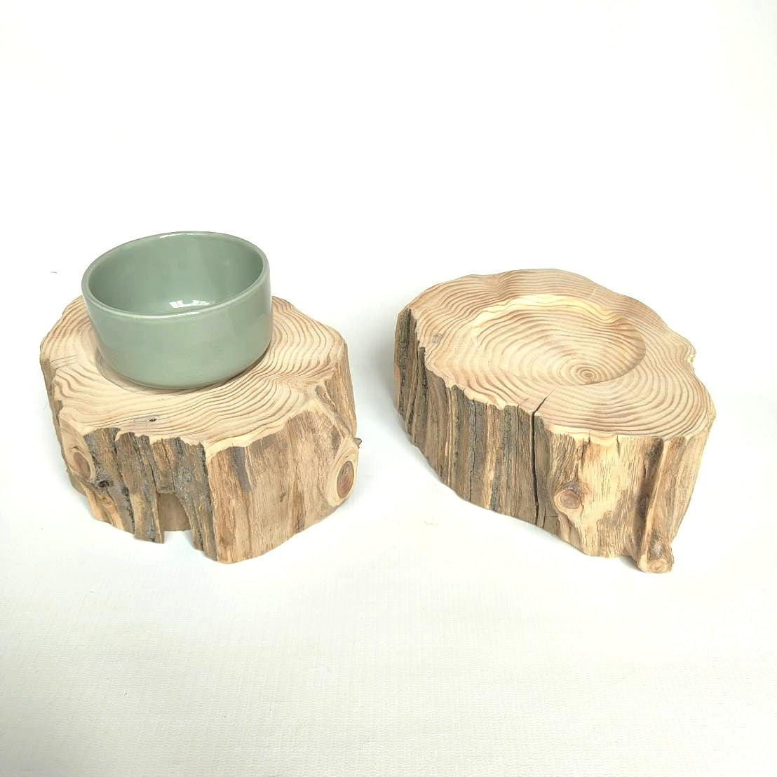 アウトレット15％OFF ＜丸太のみ販売＞　表情豊かなしゃれ木高野槙のログボウル　ごはん台　フードボウル　餌台　エサ入れ 1個販売