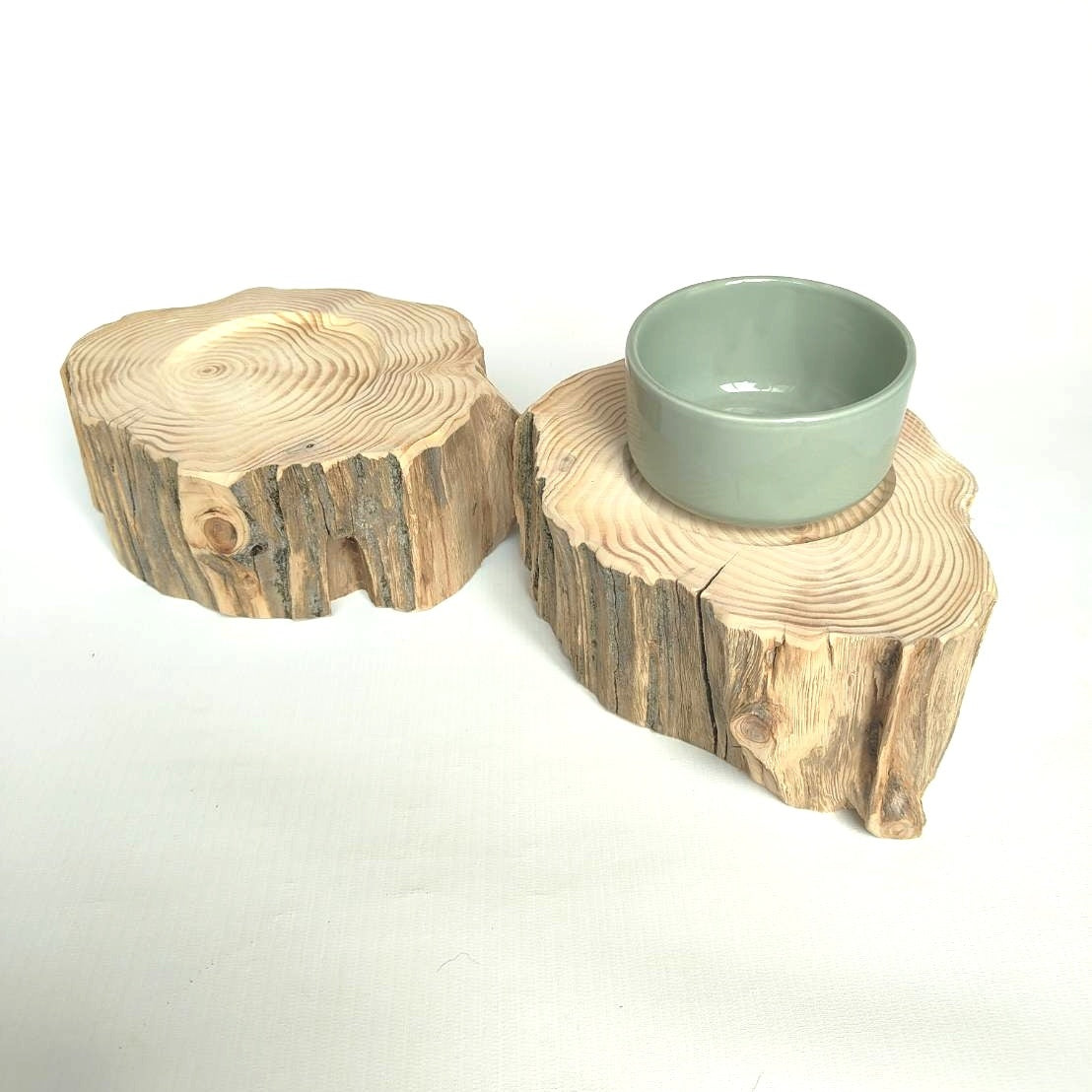 アウトレット15％OFF ＜丸太のみ販売＞　表情豊かなしゃれ木高野槙のログボウル　ごはん台　フードボウル　餌台　エサ入れ 1個販売