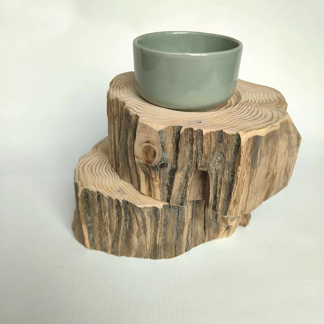 アウトレット15％OFF ＜丸太のみ販売＞　表情豊かなしゃれ木高野槙のログボウル　ごはん台　フードボウル　餌台　エサ入れ 1個販売