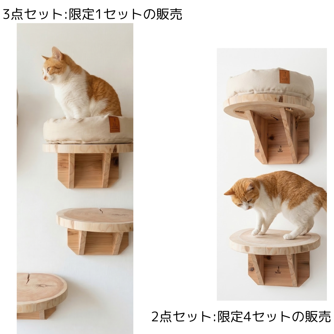 まだ販売前　送料無料【限定販売】職人仕上げの天然杉・輪切りキャットステップ