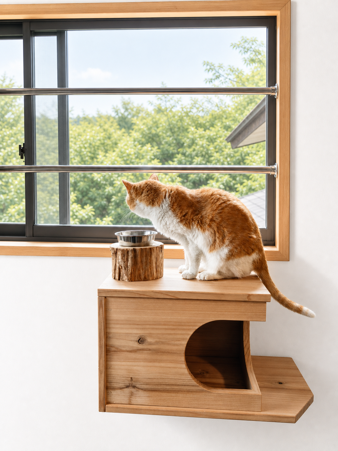 まだ販売前　Felesto 壁付けキャットハウス｜天然無垢材 専用クッション付き キャットステップ・キャットウォークにも