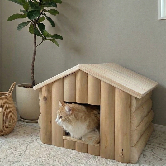ペット用ログハウス　無垢材　職人仕上げ　多頭飼い　ペットハウス 木製 ログハウス 猫 犬 小型犬 多頭飼い 【送料無料】 無垢材 杉 ヒノキ 天然木 室内 日本製 隠れ家 おしゃれ かわいい 職人 手作り キャットハウス ドッグハウス ゲージ ケージ　 Felesto　送料無料※沖縄は別途