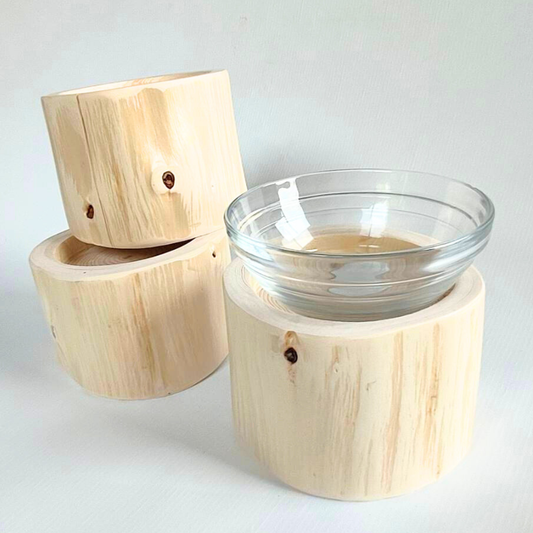 フレッシュ高野槙のログボウル　ガラスボウル付　ごはん台　フードボウル　餌台　エサ入れ 1個販売