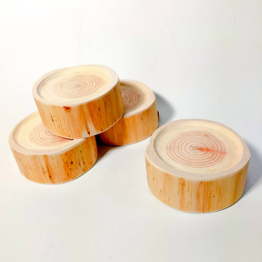 ＜丸太のみ販売＞　ちょっと高さが欲しい！高さ5cm ヒノキのログボウル　ごはん台　フードボウル　餌台　エサ入れ 1個販売