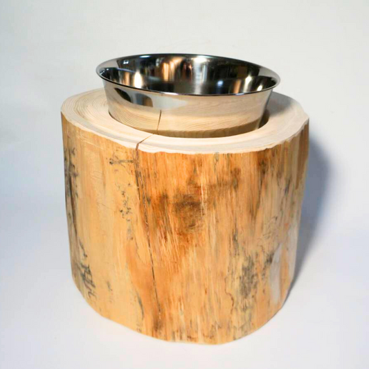 一点もの　アウトレット　大型犬用　高さ27cm　　-高野槙の丸太のLog Bowl-　水飲み台　ごはん台　餌台