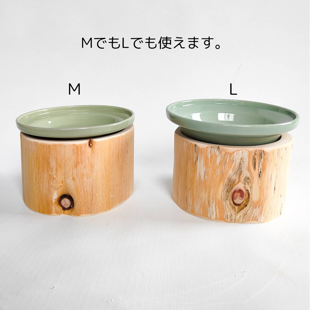 ＜丸太のみ販売＞　フードボウル！ヘルスウォーターボウルがピッタリ入る！　ヒノキログボウル　ごはん台　フードボウル　餌台　エサ入れ 1個販売
