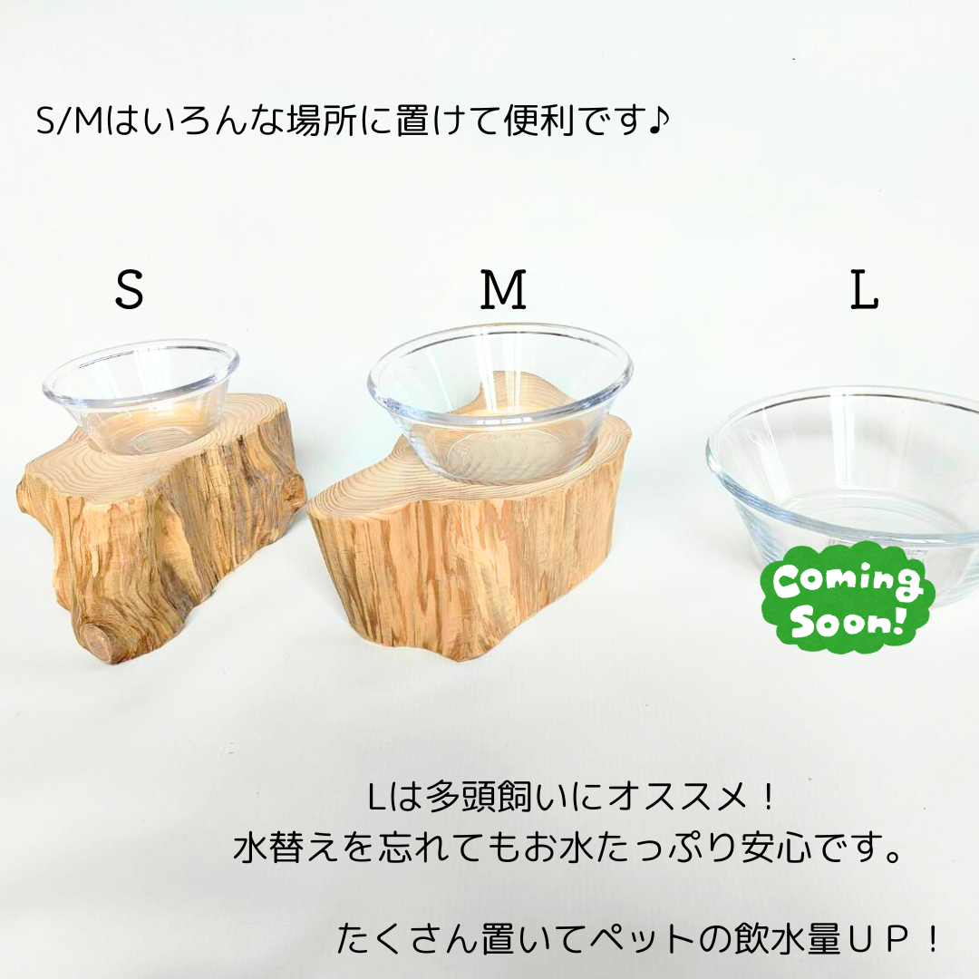 アウトレット　(M)しゃれ木高野槙のログボウル　ごはん台　フードボウル　餌台　エサ入れ 1個販売