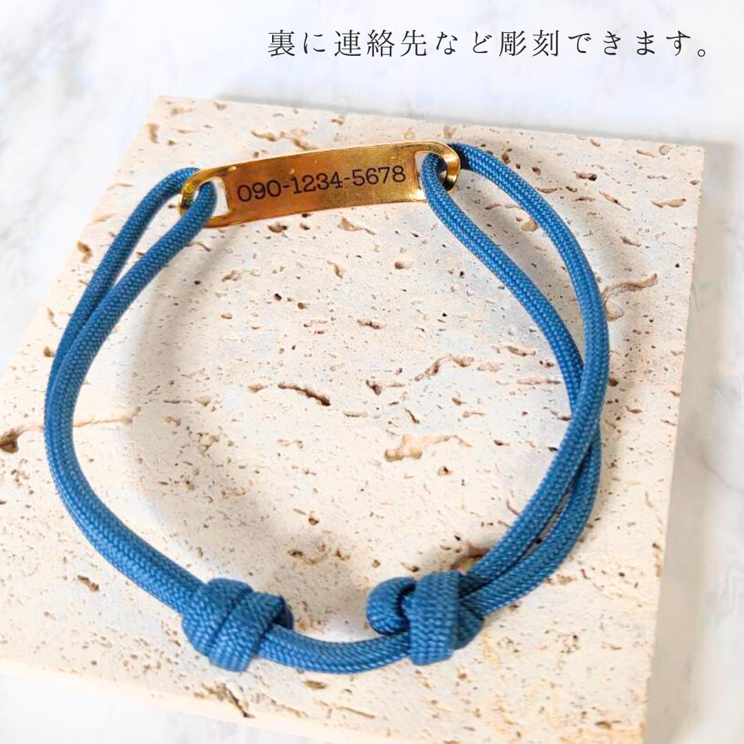 プレートタイプ（両穴型）　パラコード×揺れない迷子札（ステンレス）　チョーカー　首輪　猫　犬　彫刻可 名入れ おしゃれ 高級感 軽い 日本製 Felesto