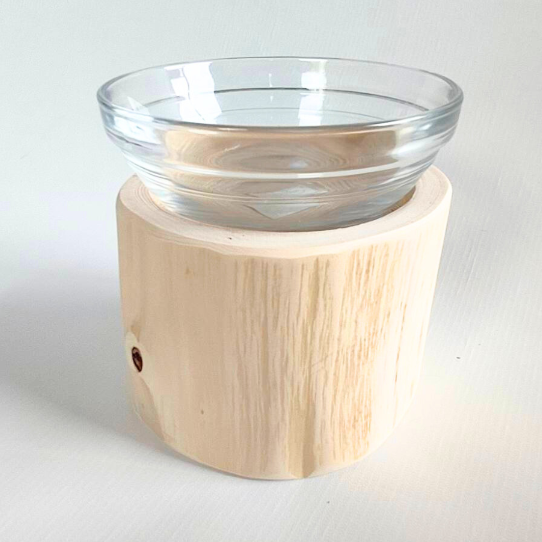 フレッシュ高野槙のログボウル　ガラスボウル付　ごはん台　フードボウル　餌台　エサ入れ 1個販売