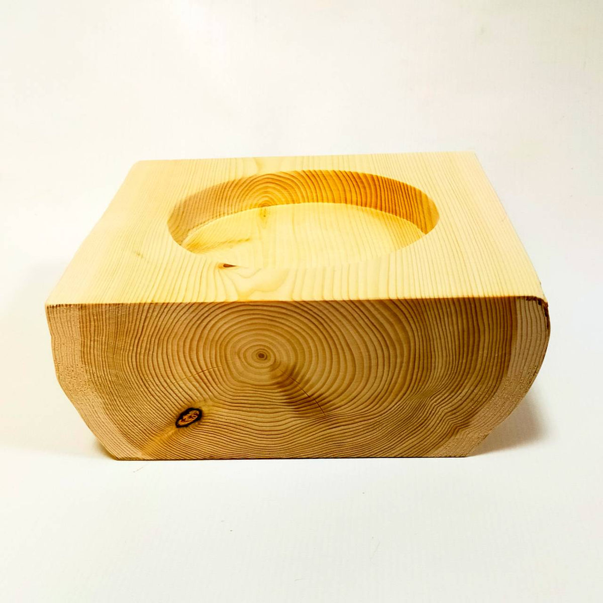 <改良版> 不鏽鋼碗 中型犬・多犬家庭適用 -方形高野槙原木 Log Bowl- 飲水台・餵食台・飼料台