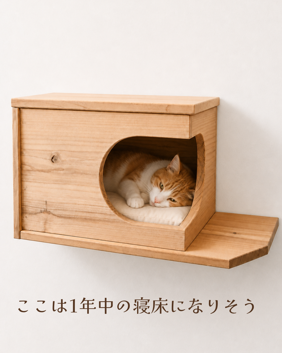 まだ販売前　Felesto 壁付けキャットハウス｜天然無垢材 専用クッション付き キャットステップ・キャットウォークにも