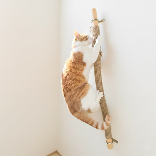 壁付けできる 天然木ヒノキの爪とぎ棒（真鍮ブラケット）１本販売　送料無料※北海道・九州・沖縄・離島は別途送料