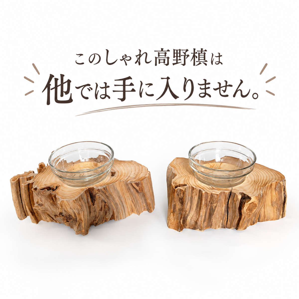 【一点もの】個性豊かなしゃれ高野槙｜国産天然木の丸太餌台・ログボウル