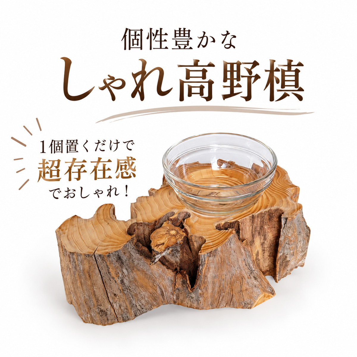 【一点もの】個性豊かなしゃれ高野槙｜国産天然木の丸太餌台・ログボウル