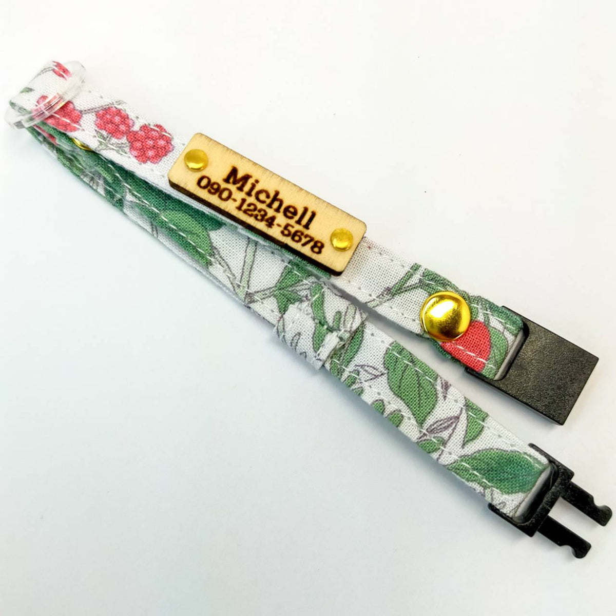 親膚 100% 純棉【野莓】 可選配木製寵物名牌 安全扣 貓用項圈 小型犬適用