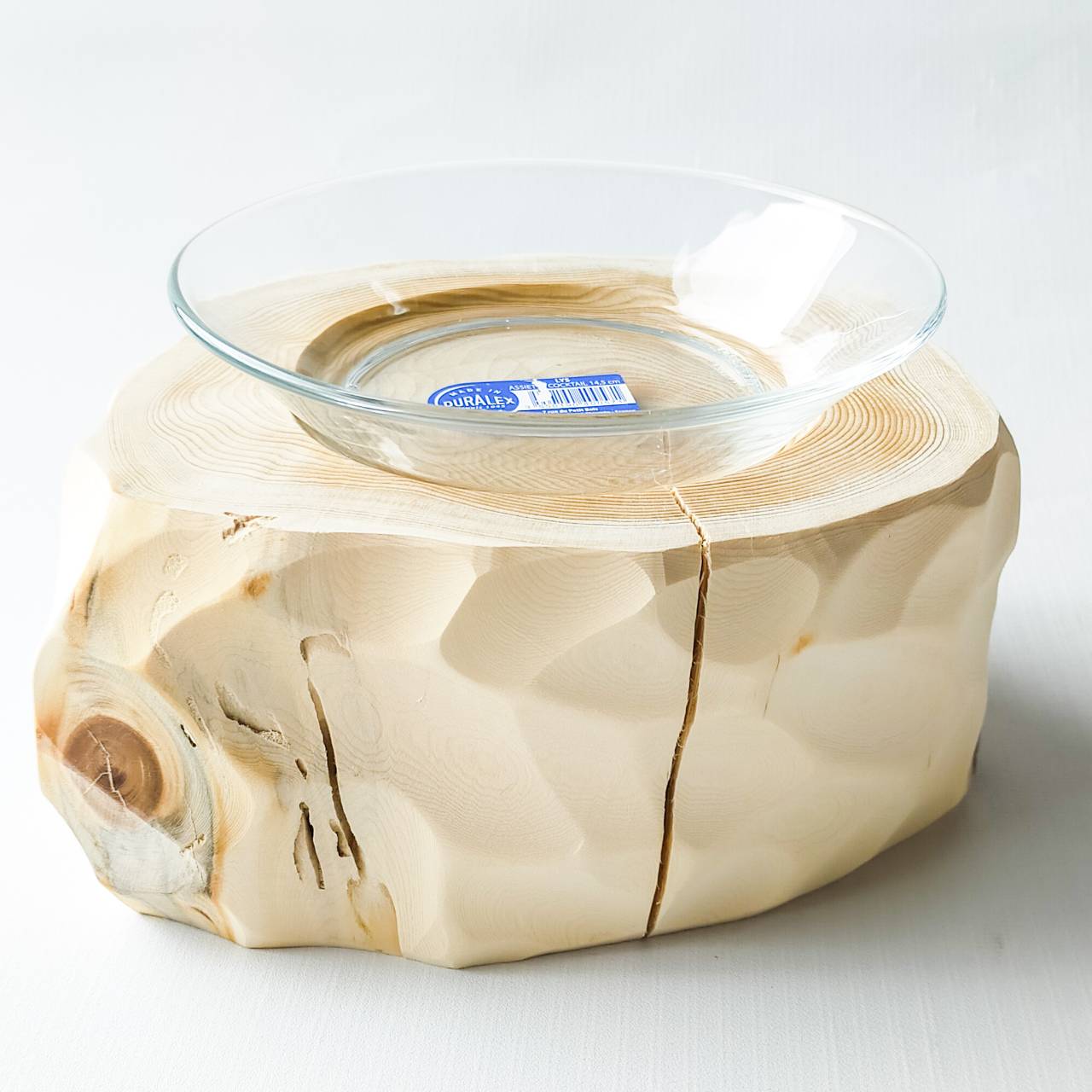 【アウトレット20％OFF】ごはん専用　-アート高野槙の丸太のLog Bowl-　水飲み台　ごはん台　餌台
