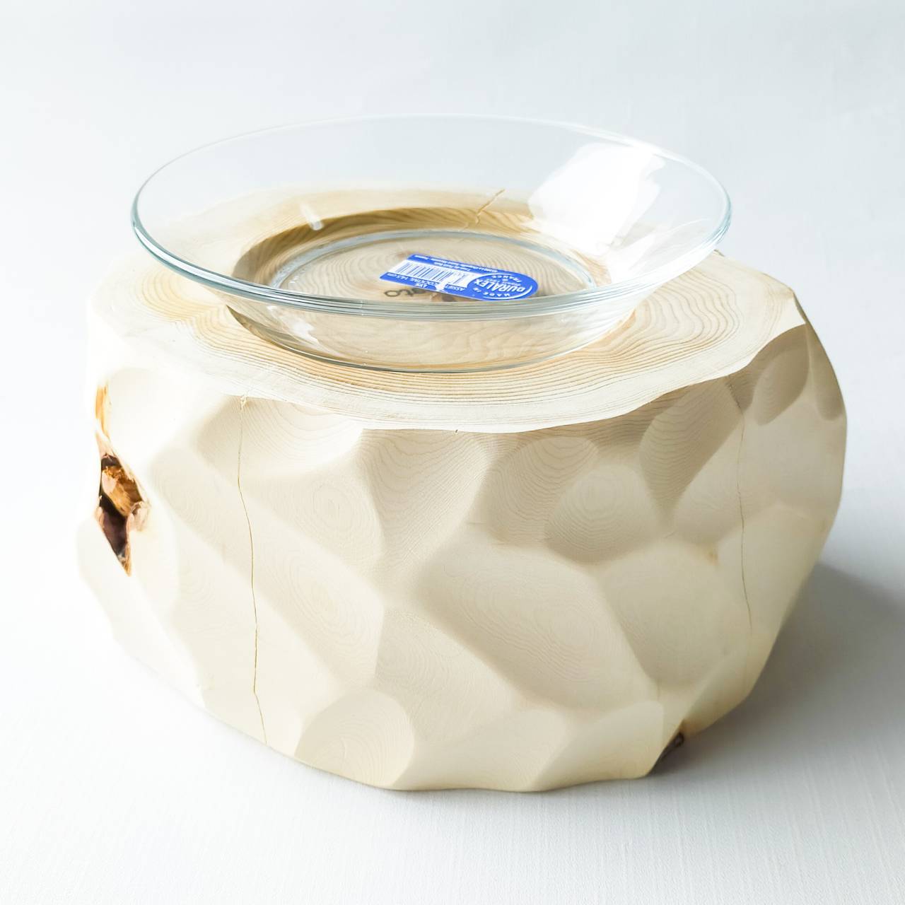【アウトレット20％OFF】ごはん専用　-アート高野槙の丸太のLog Bowl-　水飲み台　ごはん台　餌台